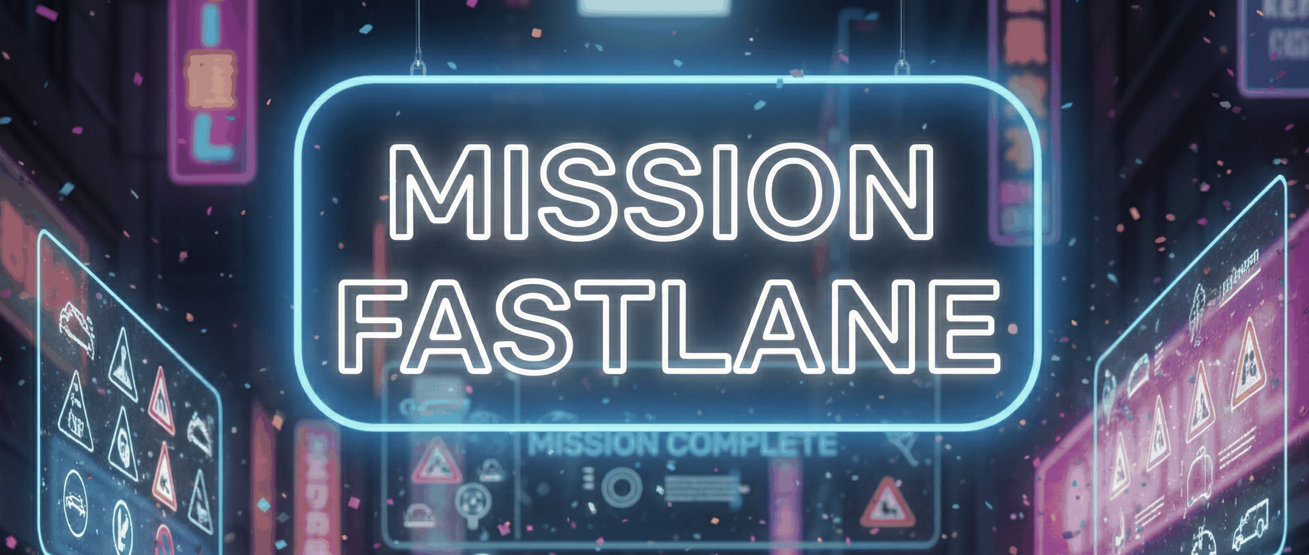 Mission Fastlane - Express-F&uuml;hrerschein Fahrschule Jendritzki, Neon-Leuchtschrift